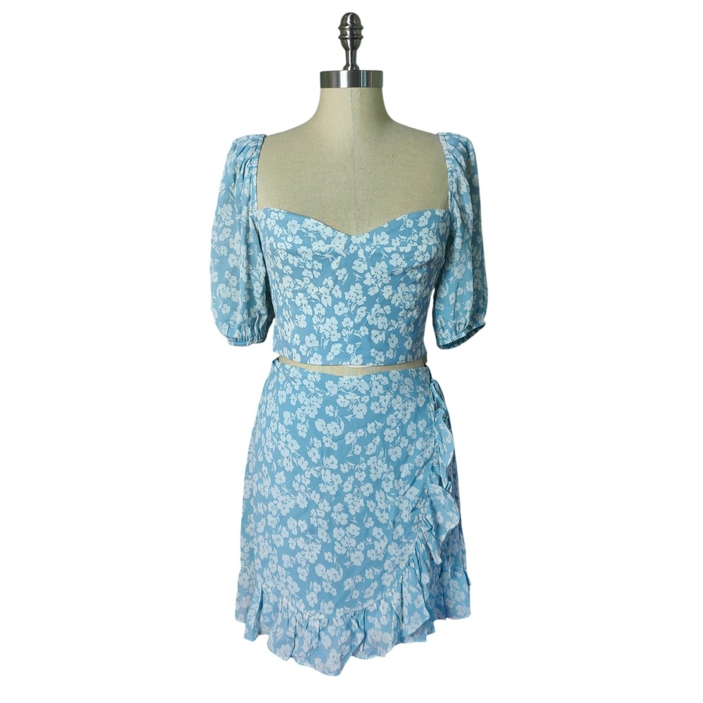 Reformation Sinead Floral Print Crepe‎ Two Piece Set Coquette Cottagecore Sz 8